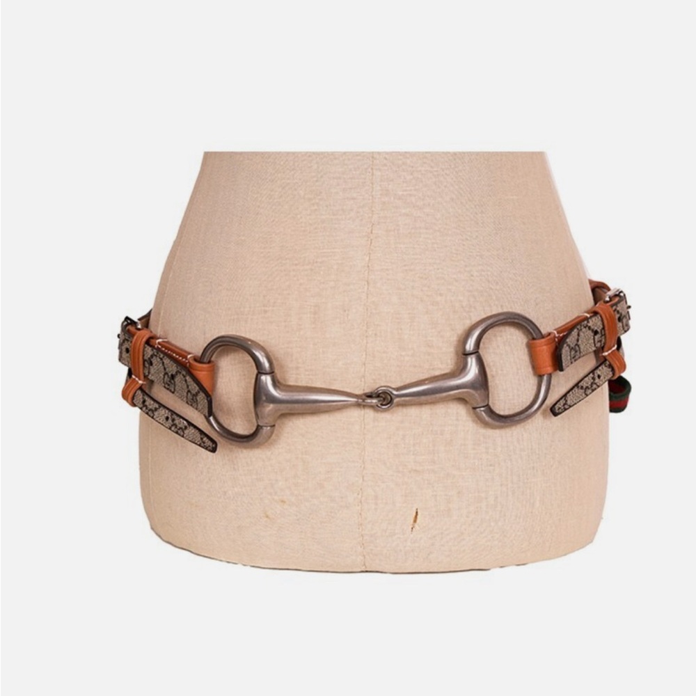 Gucci Tan and Silver Equestrian Belt